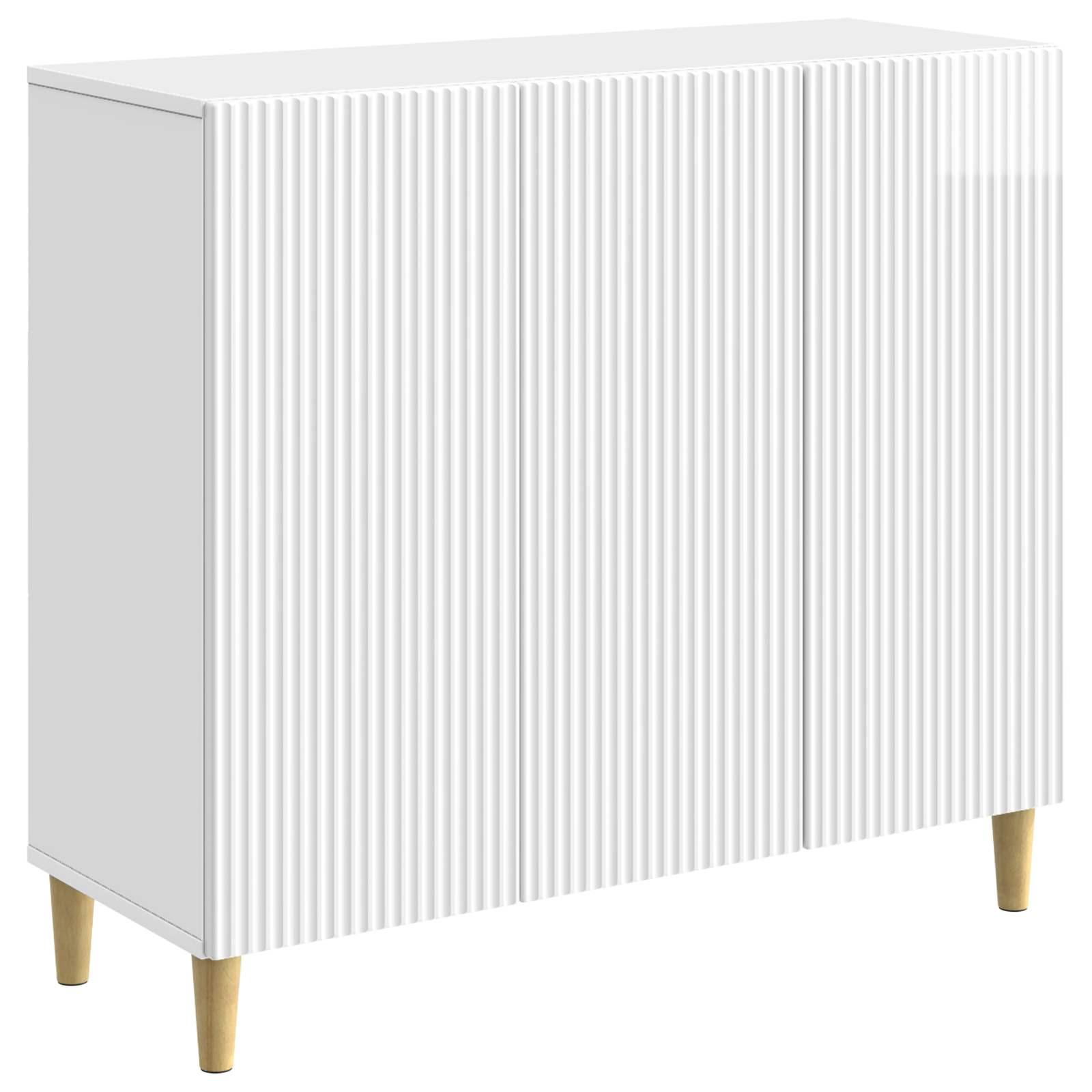 Sidebord Hvid højglans 89 x 34,5 x 80 cm Konstrueret træ billede