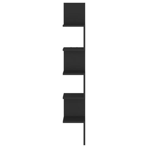 Væghængt hjørnehylde 20x20x127,5 konstrueret træ sort