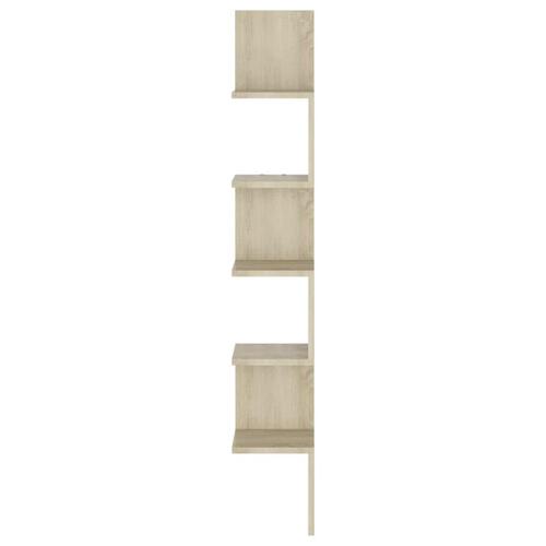 Væghængt hjørnehylde 20x20x127,5 cm konstrueret træ sonoma-eg