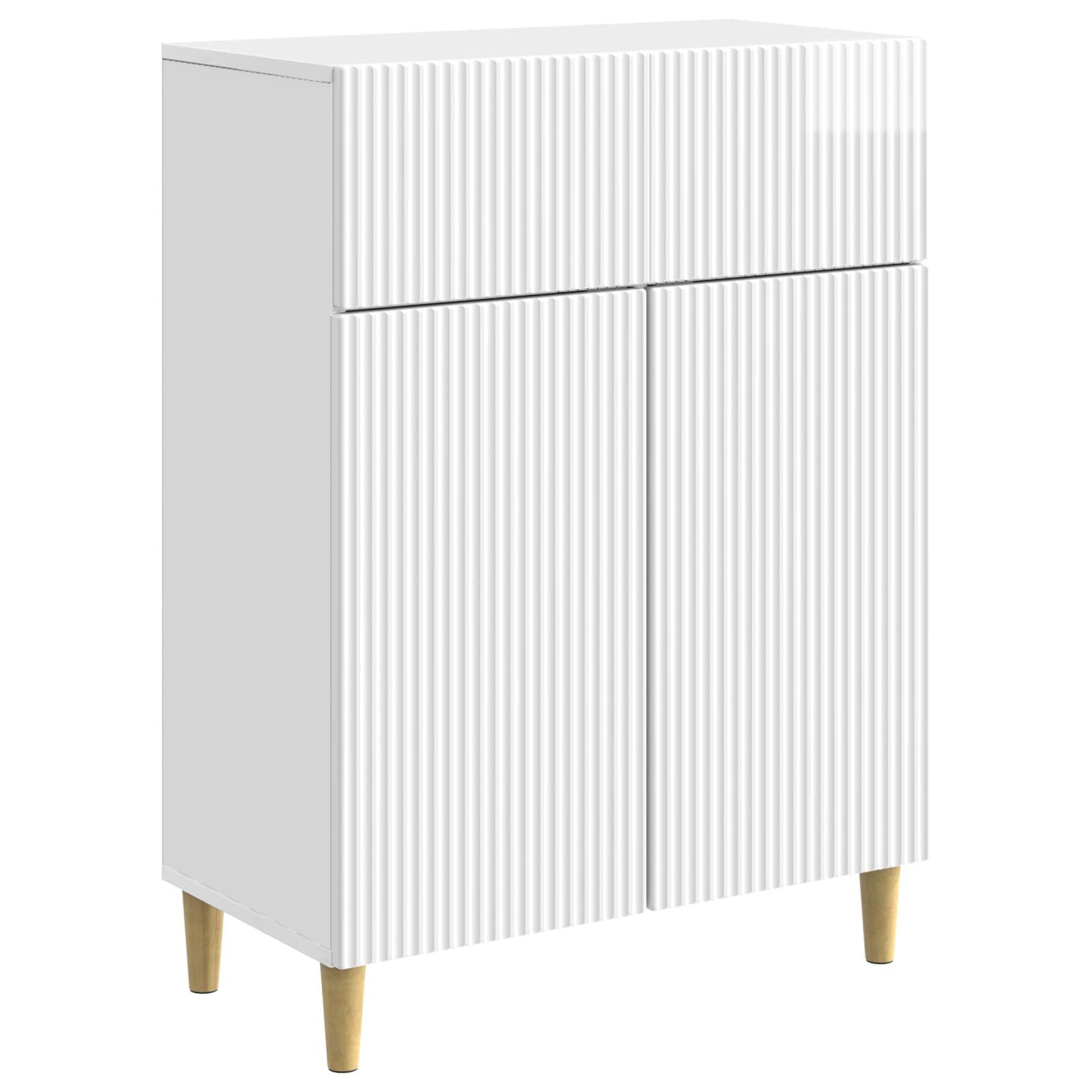 Sidebord Hvid højglans 66 x 34,5 x 90 cm Konstrueret træ billede