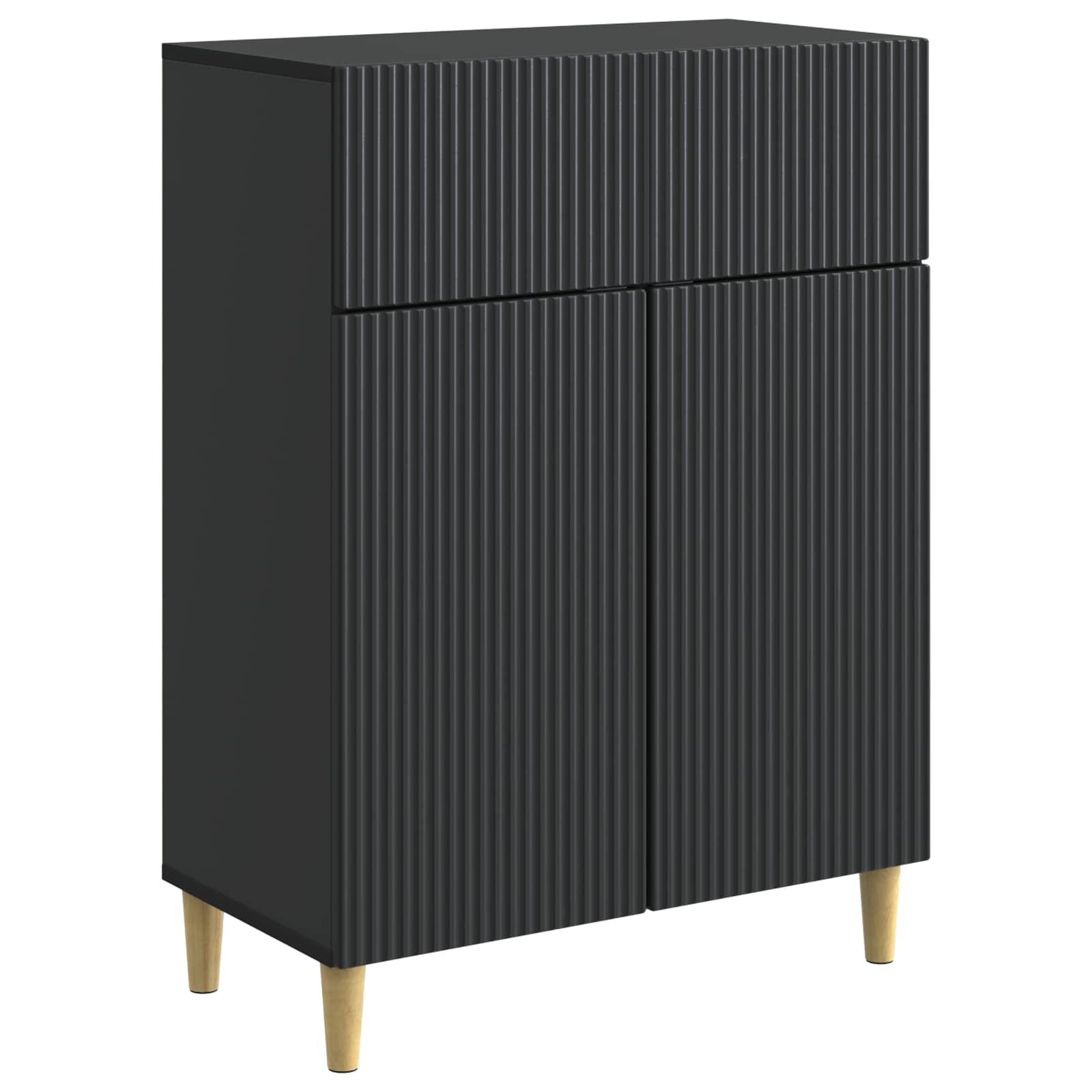 Sidebord med skuffe Sort 66 x 34,5 x 90 cm Konstrueret træ billede