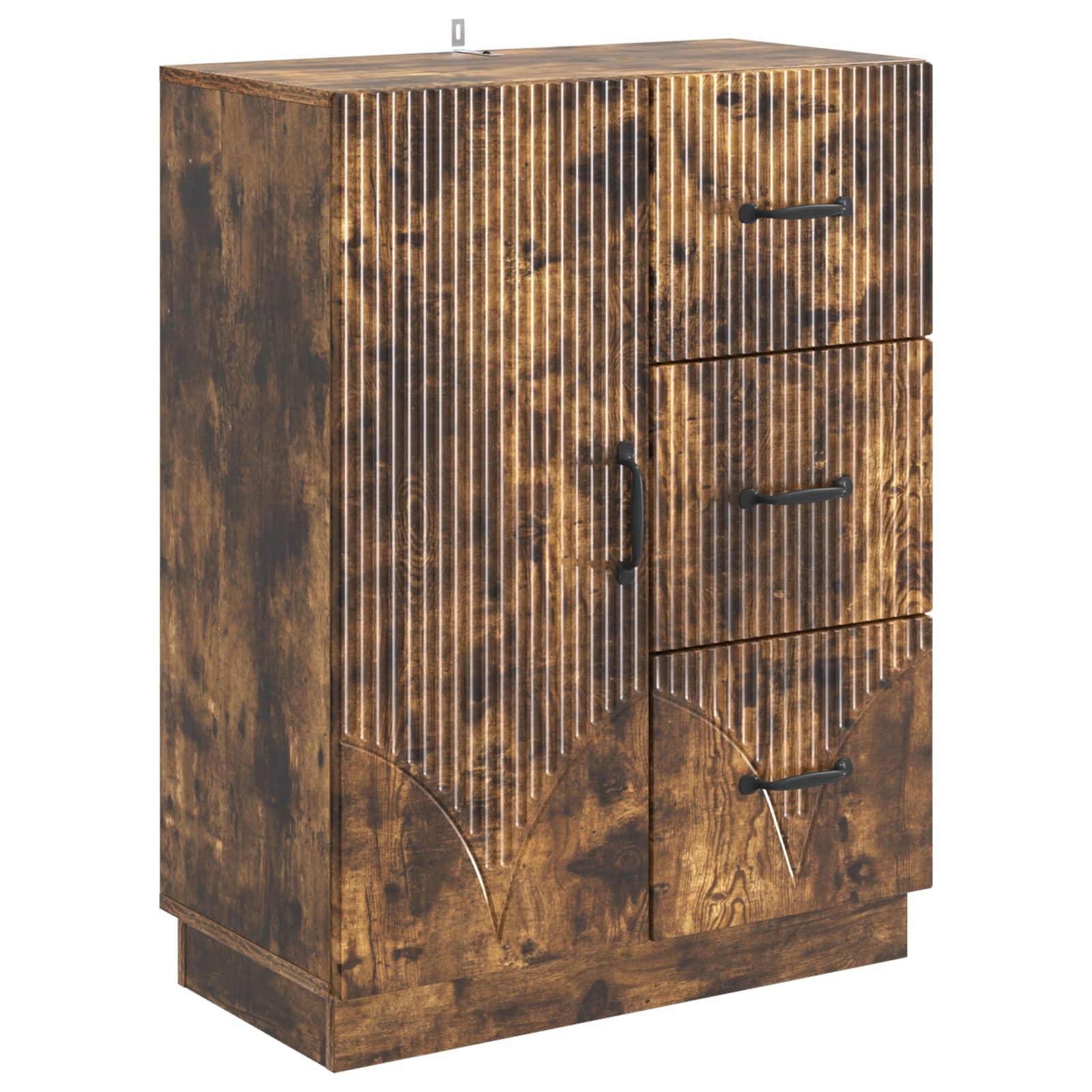 Sidebord med skuffe Røget eg 66 x 34,5 x 87 cm Konstrueret træ billede