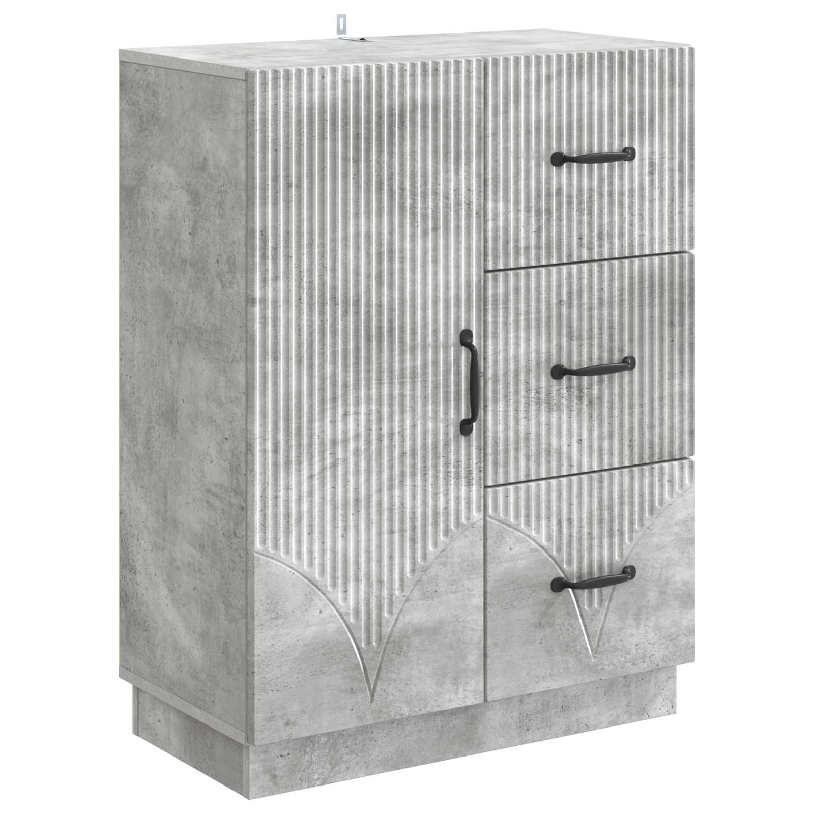 Sidebord med skuffe Betongrå 66 x 34,5 x 87 cm Konstrueret træ billede