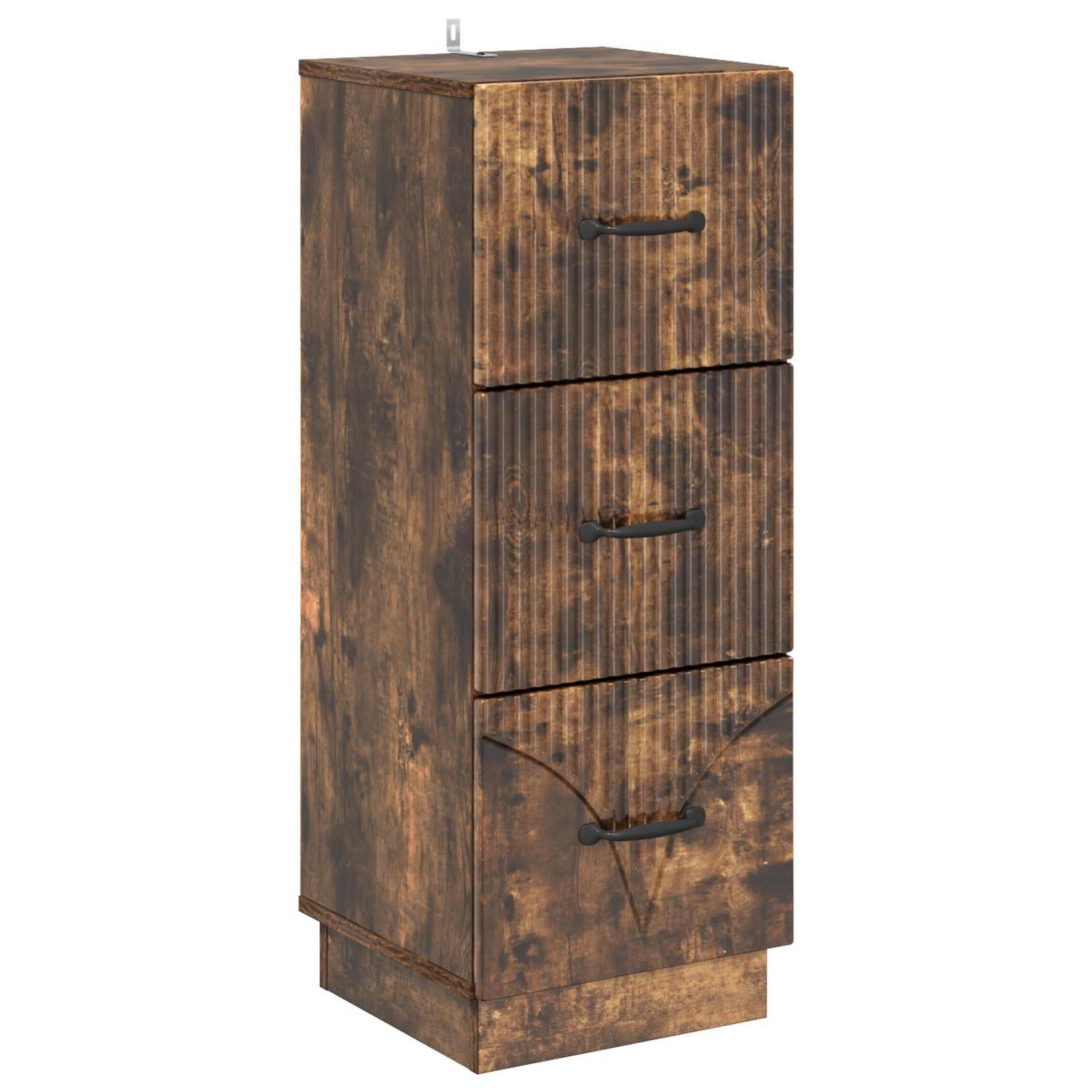 Skuffeskab i røget eg - 33 × 34,5 × 87 cm, konstrueret træ, 3 skuffer