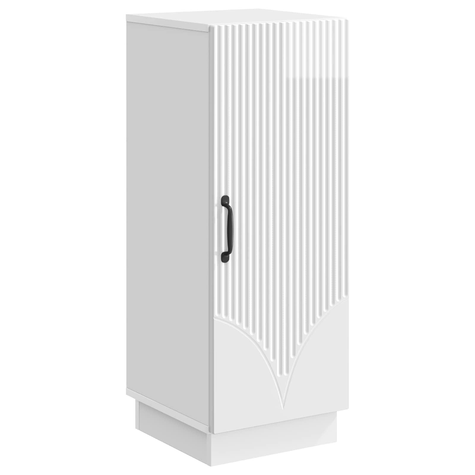 Sidebord Hvid højglans 33 x 34,5 x 87 cm Konstrueret træ billede