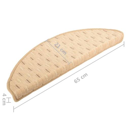 15 stk. trappemåtter 65x25 cm cremefarvet