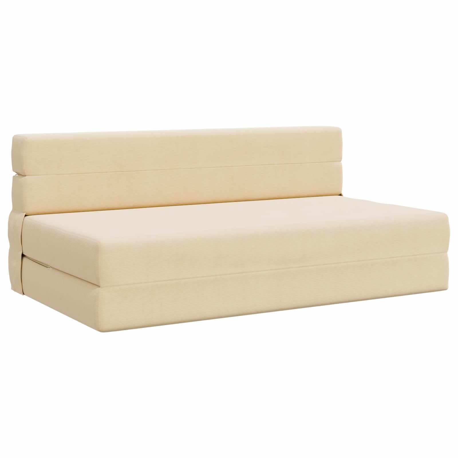 Foldbar sovesofa i stof - creme, 152 × 86,5 × 60 cm billede