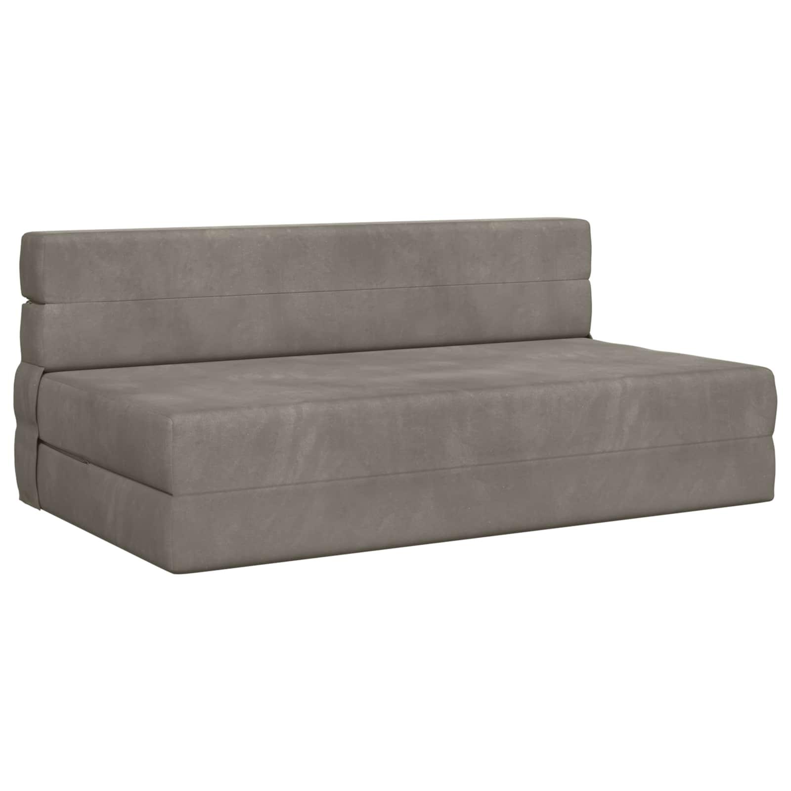 Foldesofa seng Lysegrå 203 x 152 x 15 cm Fløjl billede