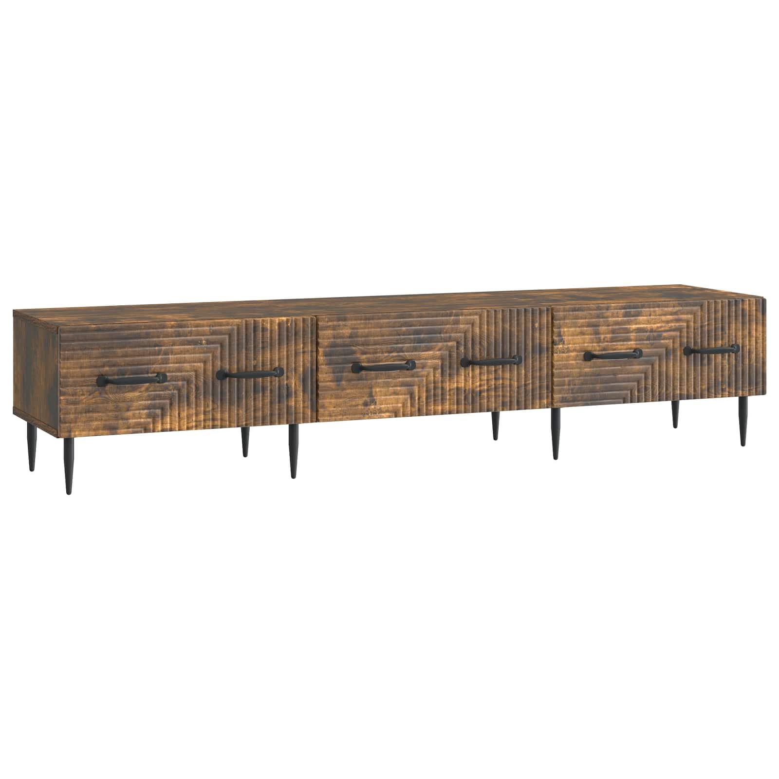 TV-skab med skuffe Røget eg 147 x 34,5 x 30 cm Konstrueret træ billede