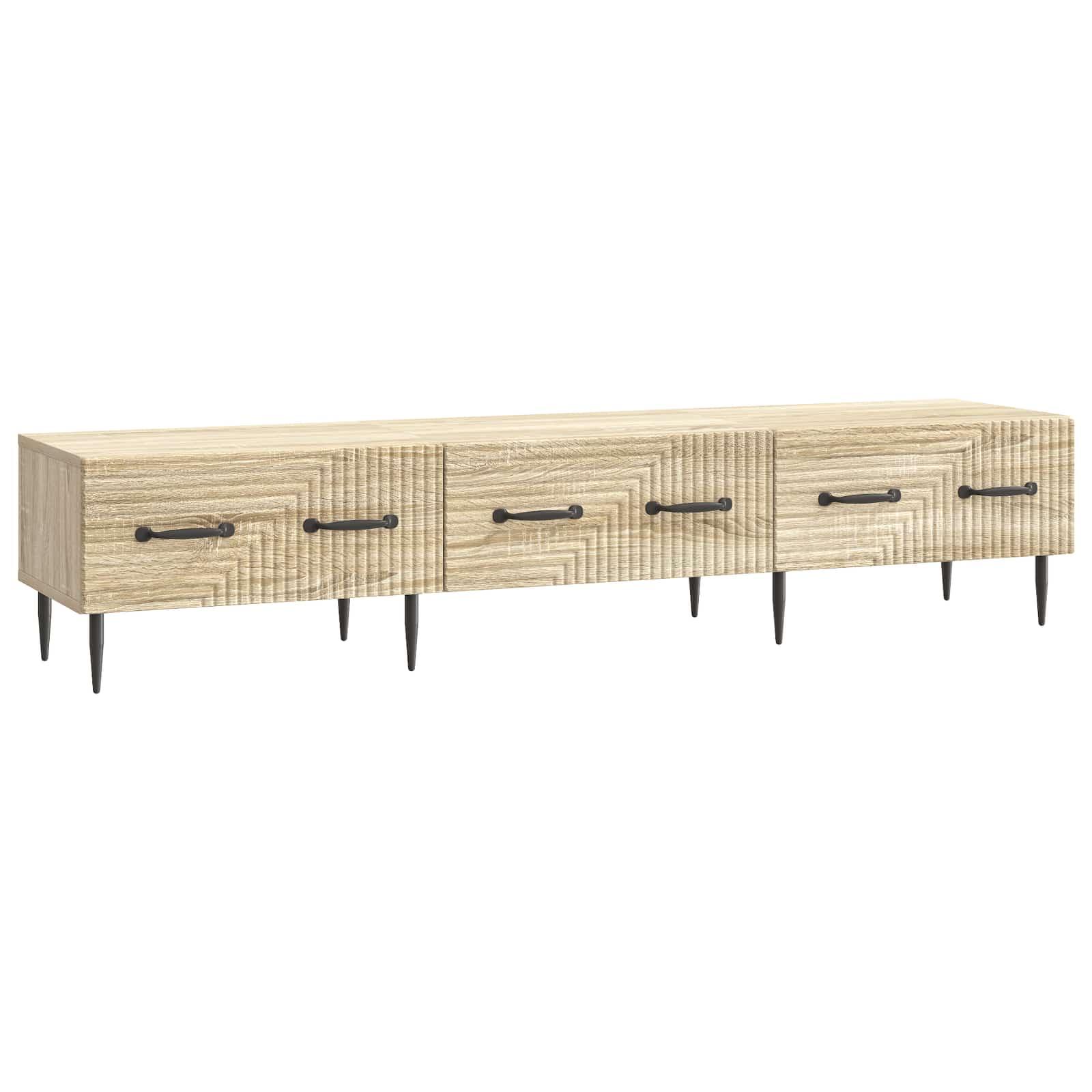 TV-skab med skuffe Sonoma-eg 147 x 34,5 x 30 cm Konstrueret træ billede