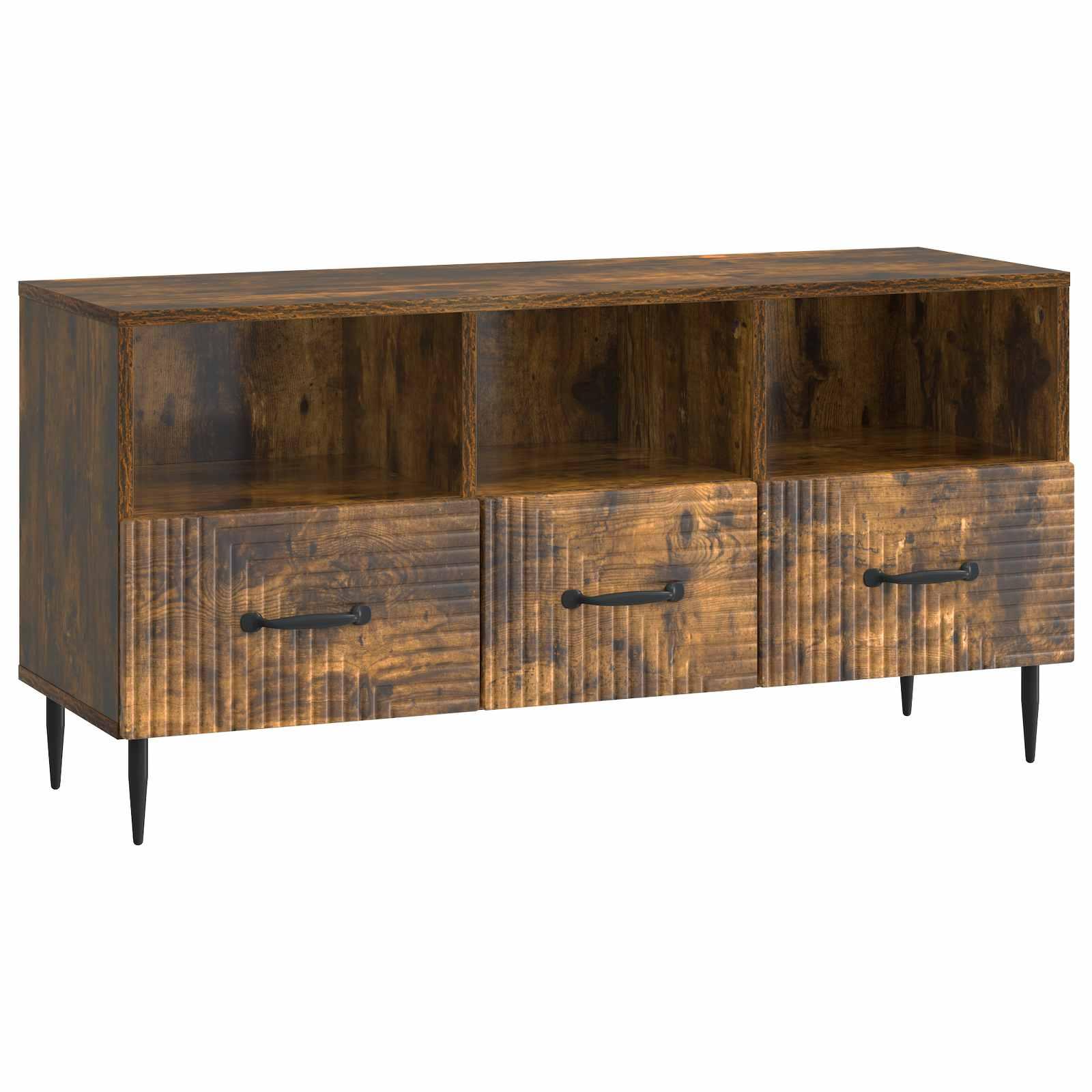TV-skab med skuffe Røget eg 102 x 34,5 x 50 cm Konstrueret træ billede