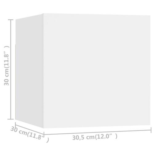 Væghængte tv-skabe 8 stk. 30,5x30x30 cm hvid
