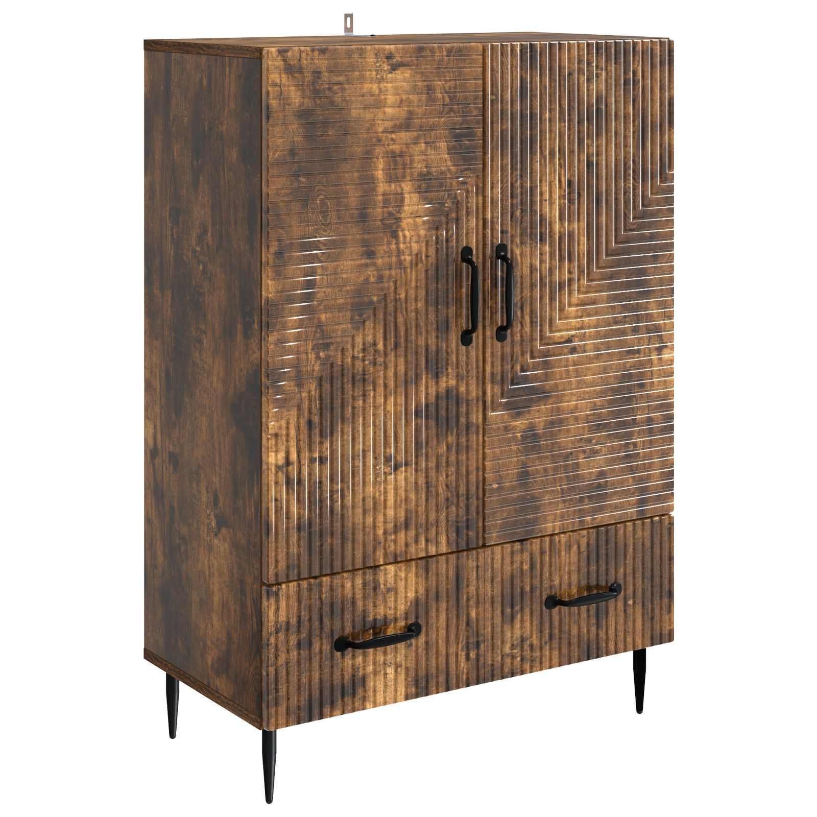 Sidebord med skuffe Røget eg 66 x 34,5 x 95 cm Konstrueret træ billede