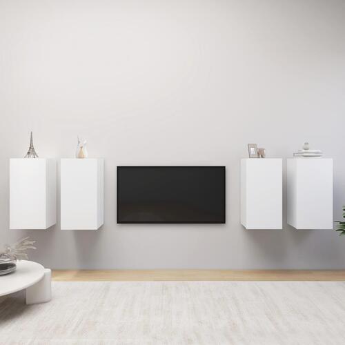 Tv-borde 4 stk. 30,5x30x60 cm konstrueret træ hvid