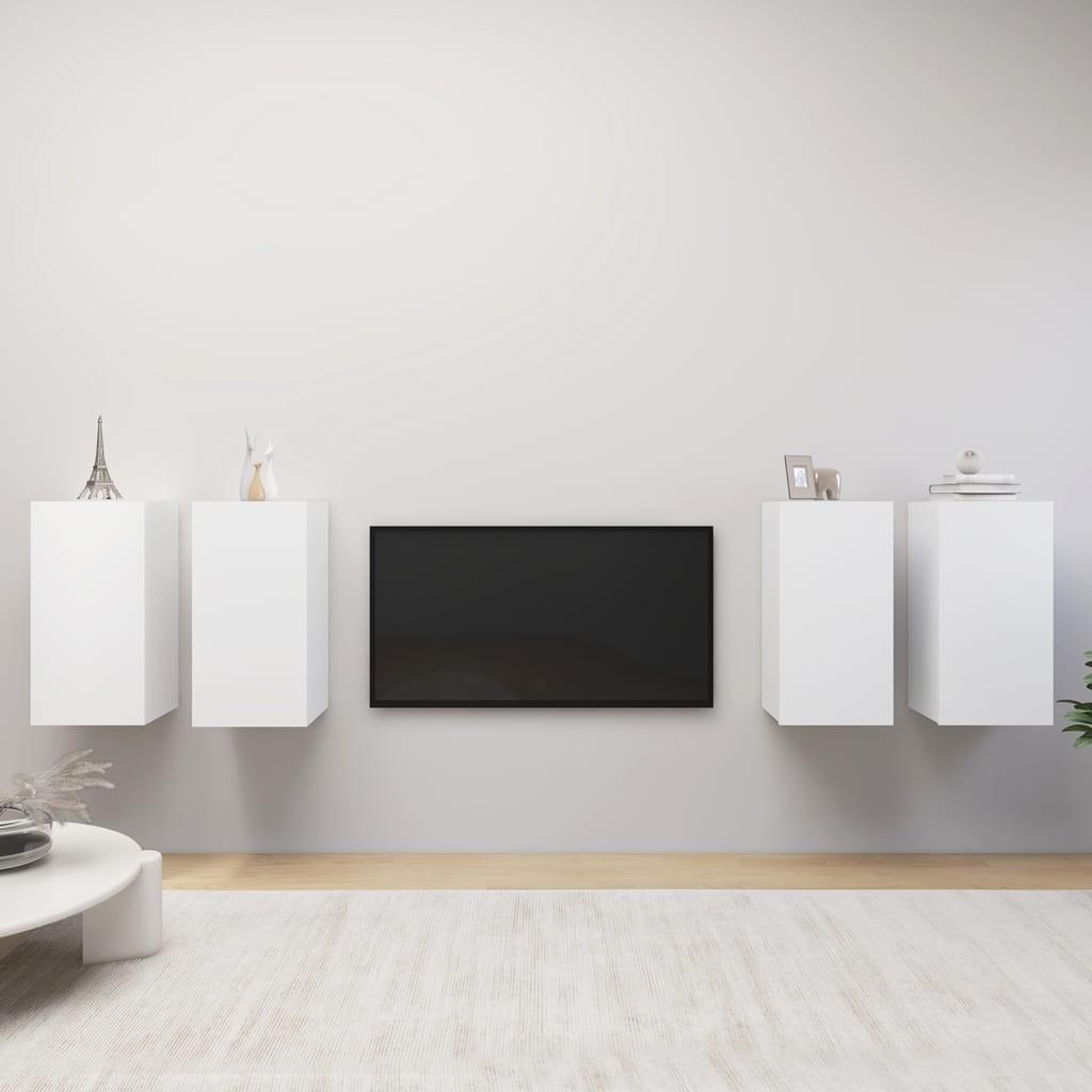 Tv-borde 4 stk. 30,5x30x60 cm konstrueret træ hvid