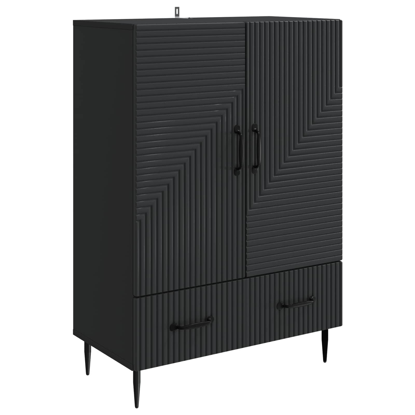 Sidebord med skuffe Sort 66 x 34,5 x 95 cm Konstrueret træ billede