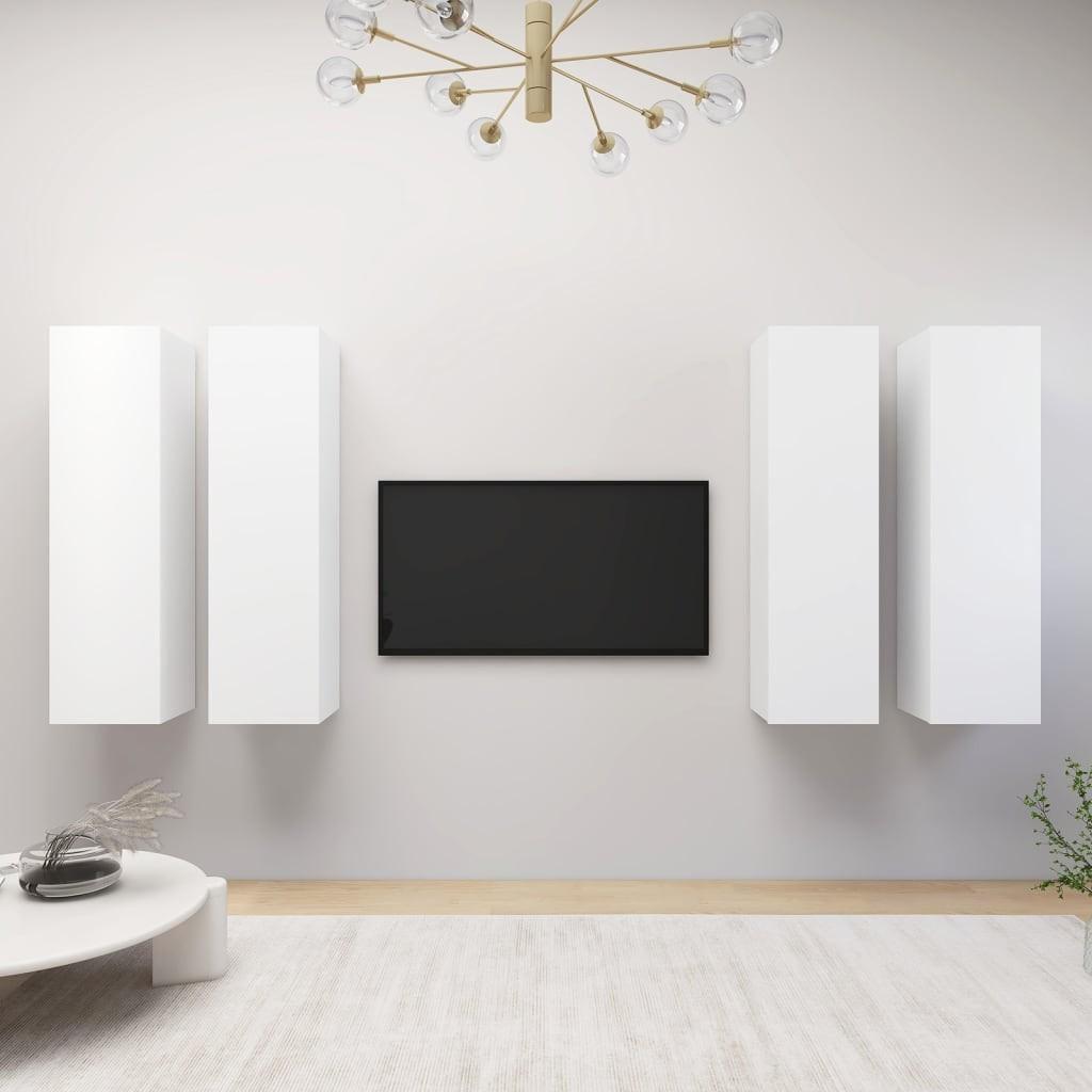 Tv-borde 4 stk. 30,5x30x110 cm konstrueret træ hvid