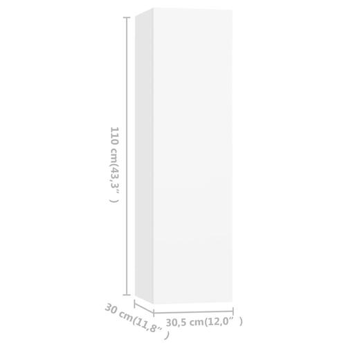 Tv-borde 4 stk. 30,5x30x110 cm konstrueret træ hvid