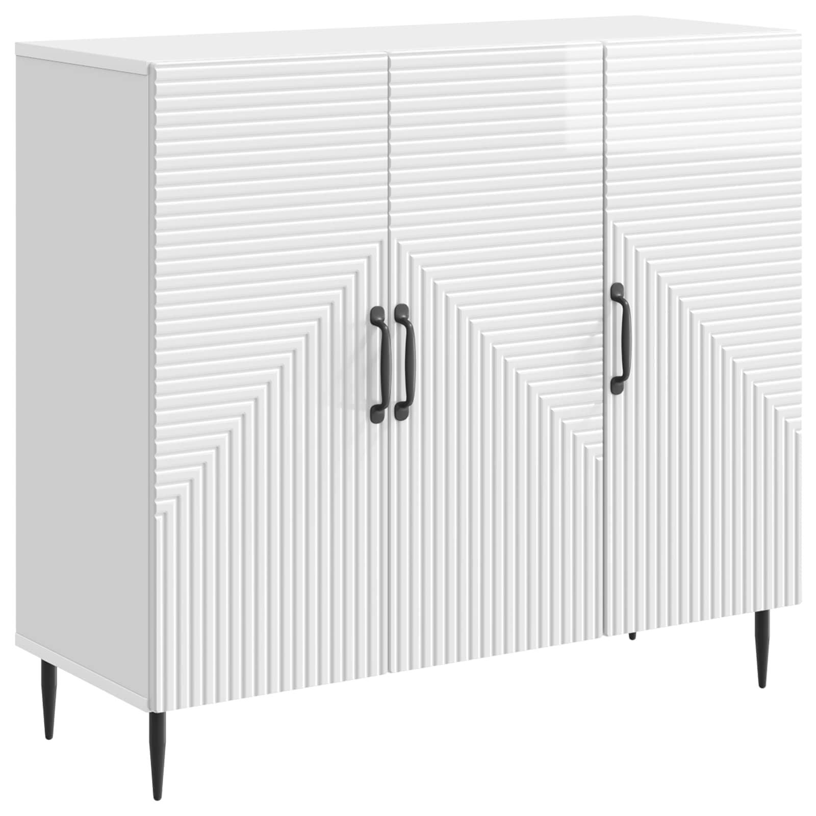 Sidebord Hvid højglans 89 x 34,5 x 80 cm Konstrueret træ billede