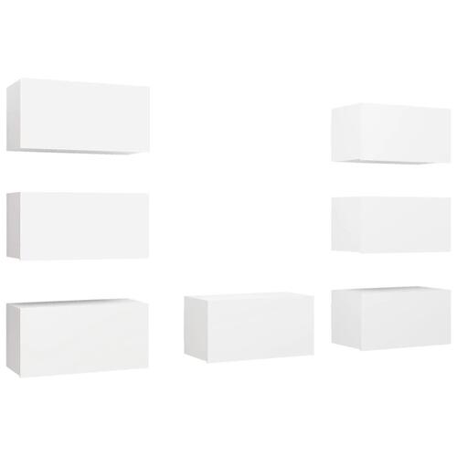 Tv-skabe 7 stk. 30,5x30x60 cm konstrueret træ hvid
