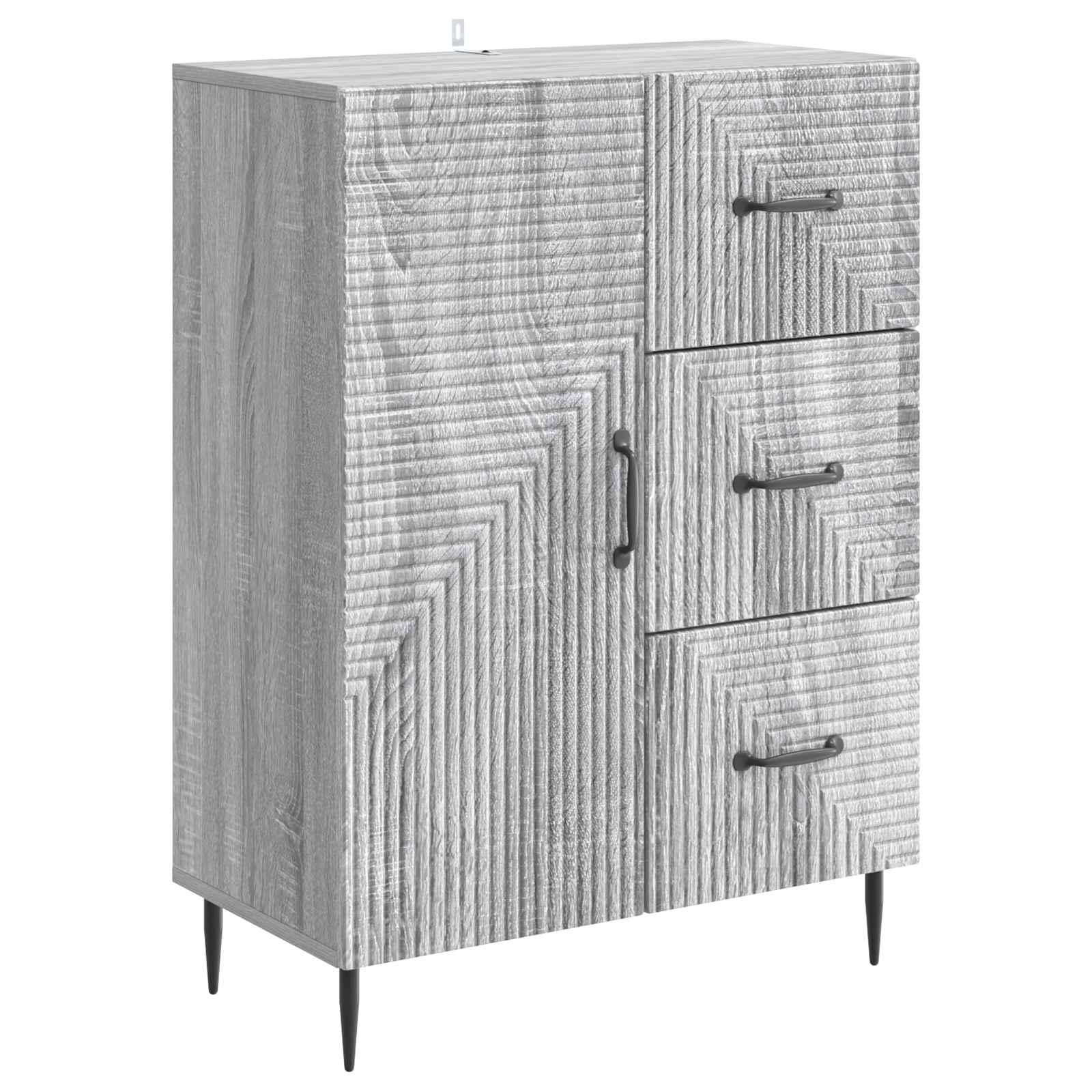 Sideboard i grå sonoma-eg - 66 × 34,5 × 89,5 cm, konstrueret træ billede