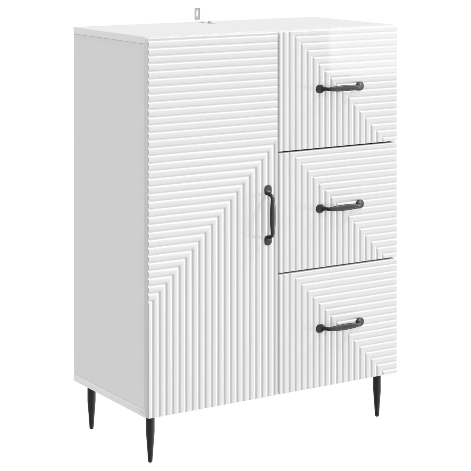 Sidebord Hvid højglans 66 x 34,5 x 89,5 cm Konstrueret træ billede