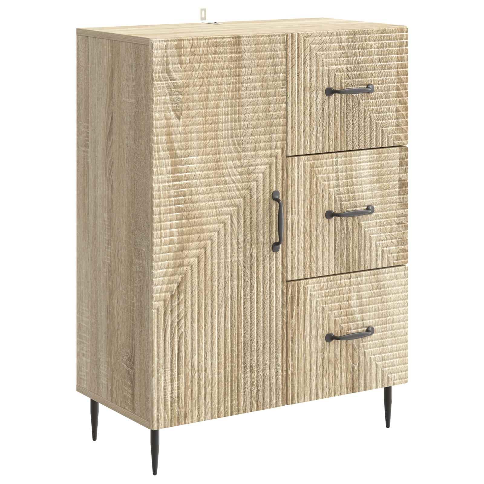 Sideboard i Sonoma-eg - 66 × 34,5 × 89,5 cm, konstrueret træ billede