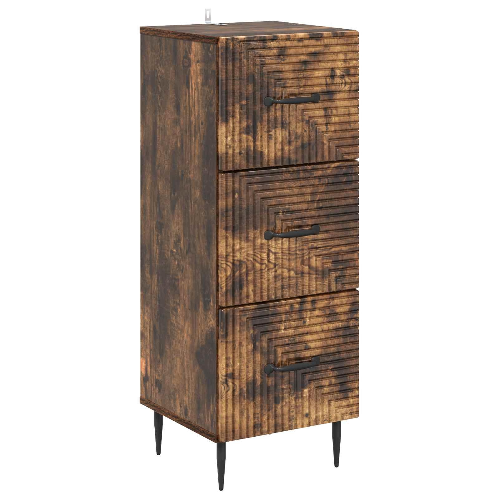 Skuffeskab i røget eg - 33 × 34,5 × 89,5 cm, konstrueret træ, 3 skuffer