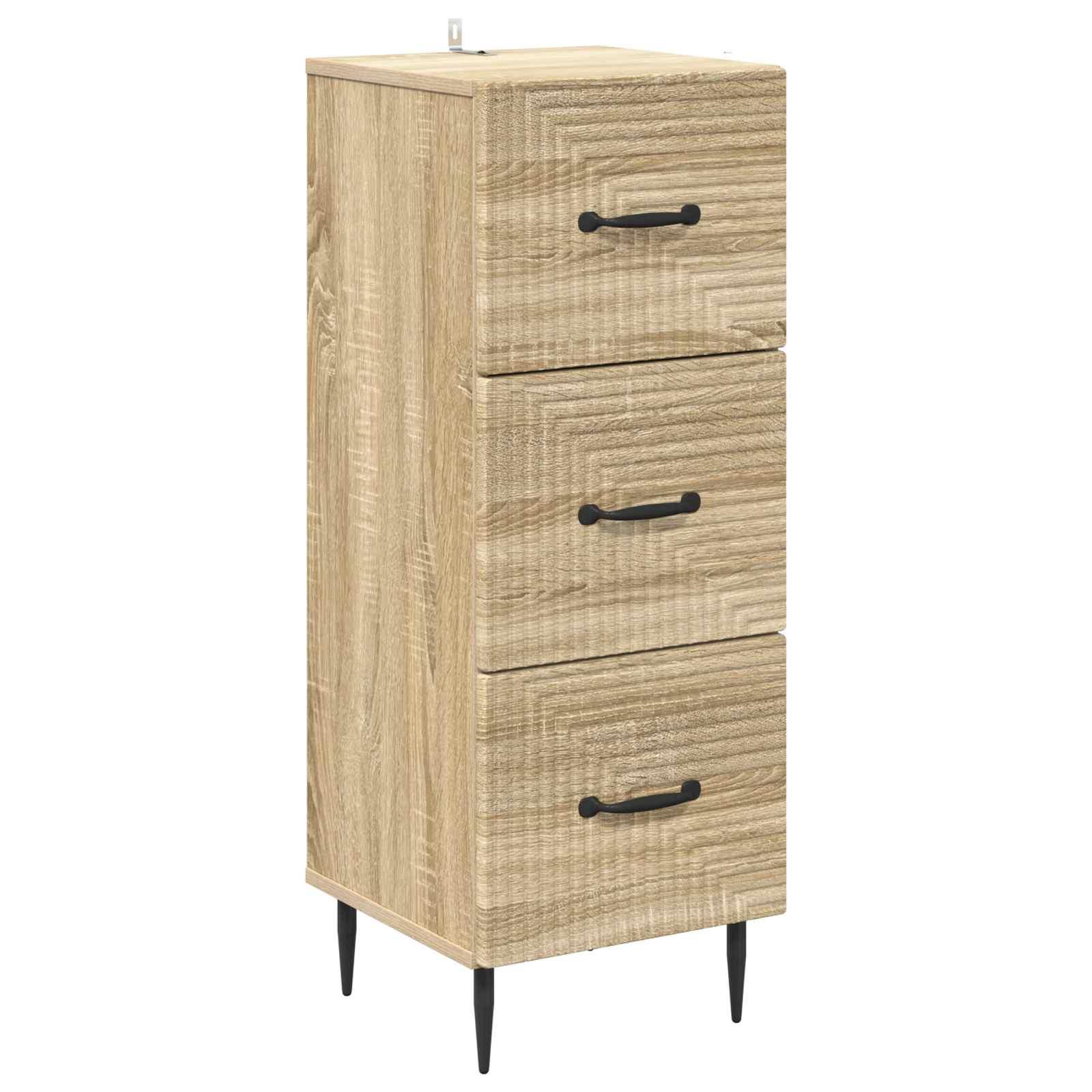 Skuffeskab i sonoma-eg - 3 skuffer, 33 × 34,5 × 89,5 cm, konstrueret træ