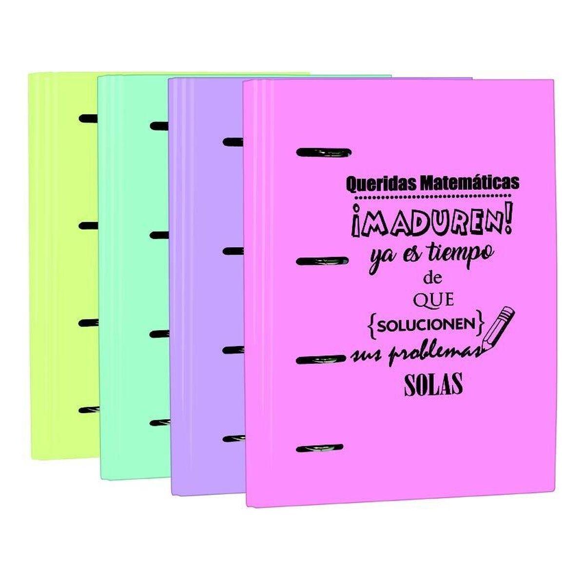 Mariola ringbind - farverig skoletaske-map﻿pe med gummiluk (OUTLET A) billede
