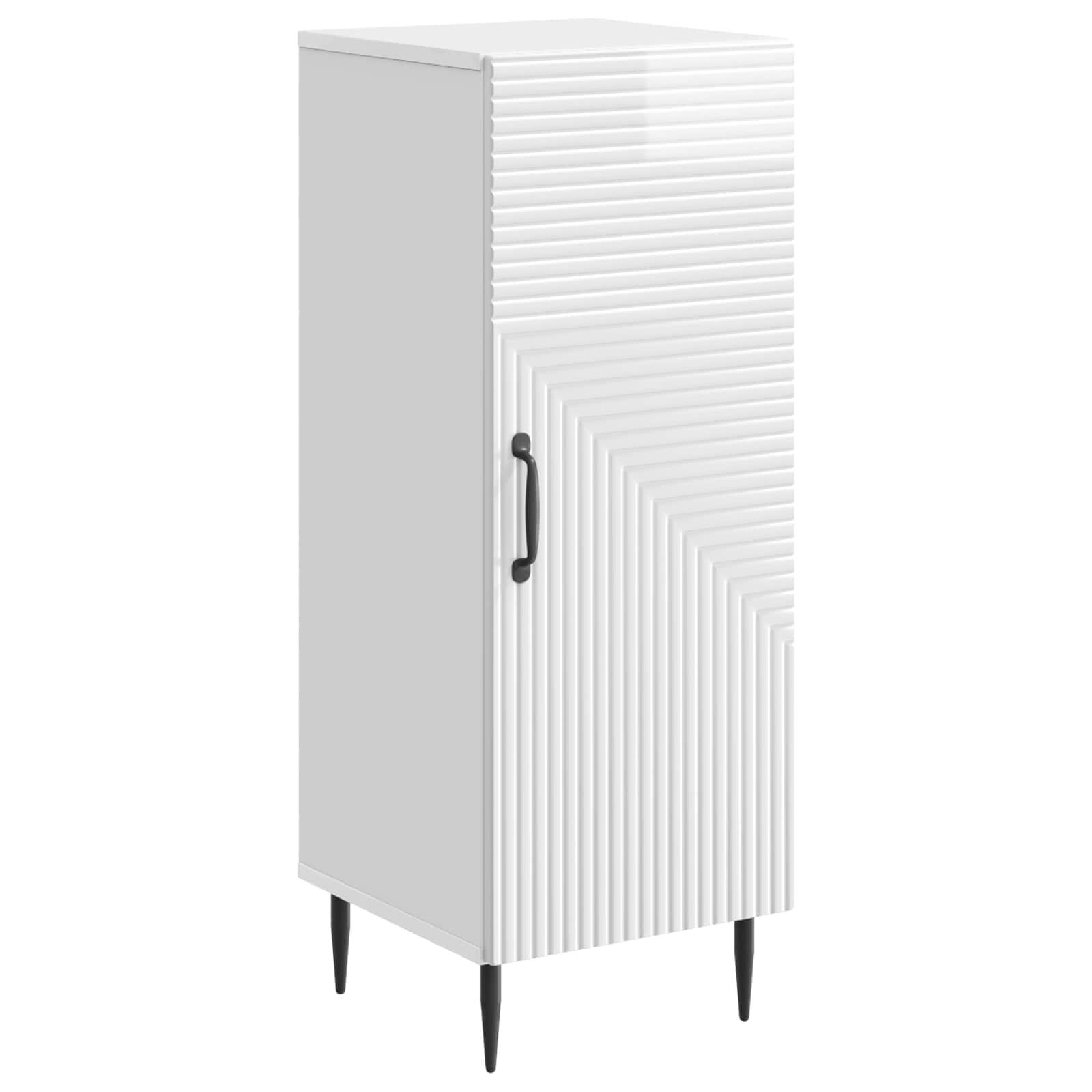 Sidebord Hvid højglans 33 x 34,5 x 89,5 cm Konstrueret træ billede
