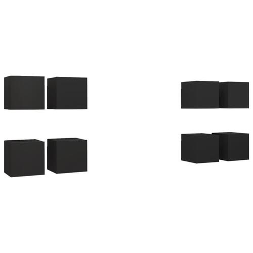 Væghængte tv-skabe 8 stk. 30,5x30x30 cm sort