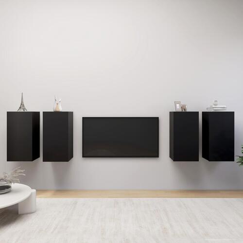 Tv-skabe 4 stk. 30,5x30x60 cm konstrueret træ sort