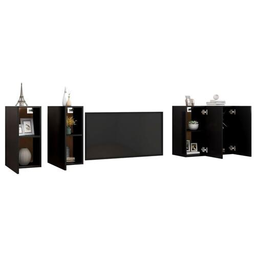 Tv-skabe 4 stk. 30,5x30x60 cm konstrueret træ sort