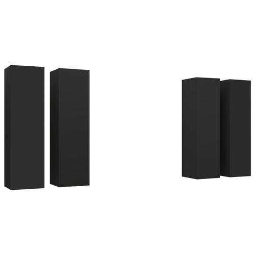Tv-borde 4 stk. 30,5x30x110 cm konstrueret træ sort