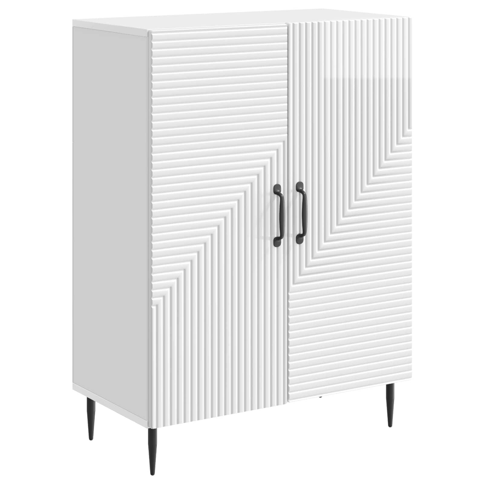 Sidebord Hvid højglans 66 x 34,5 x 89,5 cm Konstrueret træ billede