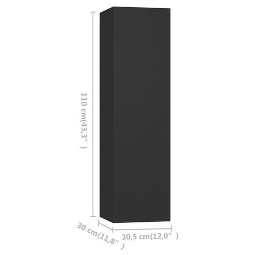 Tv-borde 4 stk. 30,5x30x110 cm konstrueret træ sort