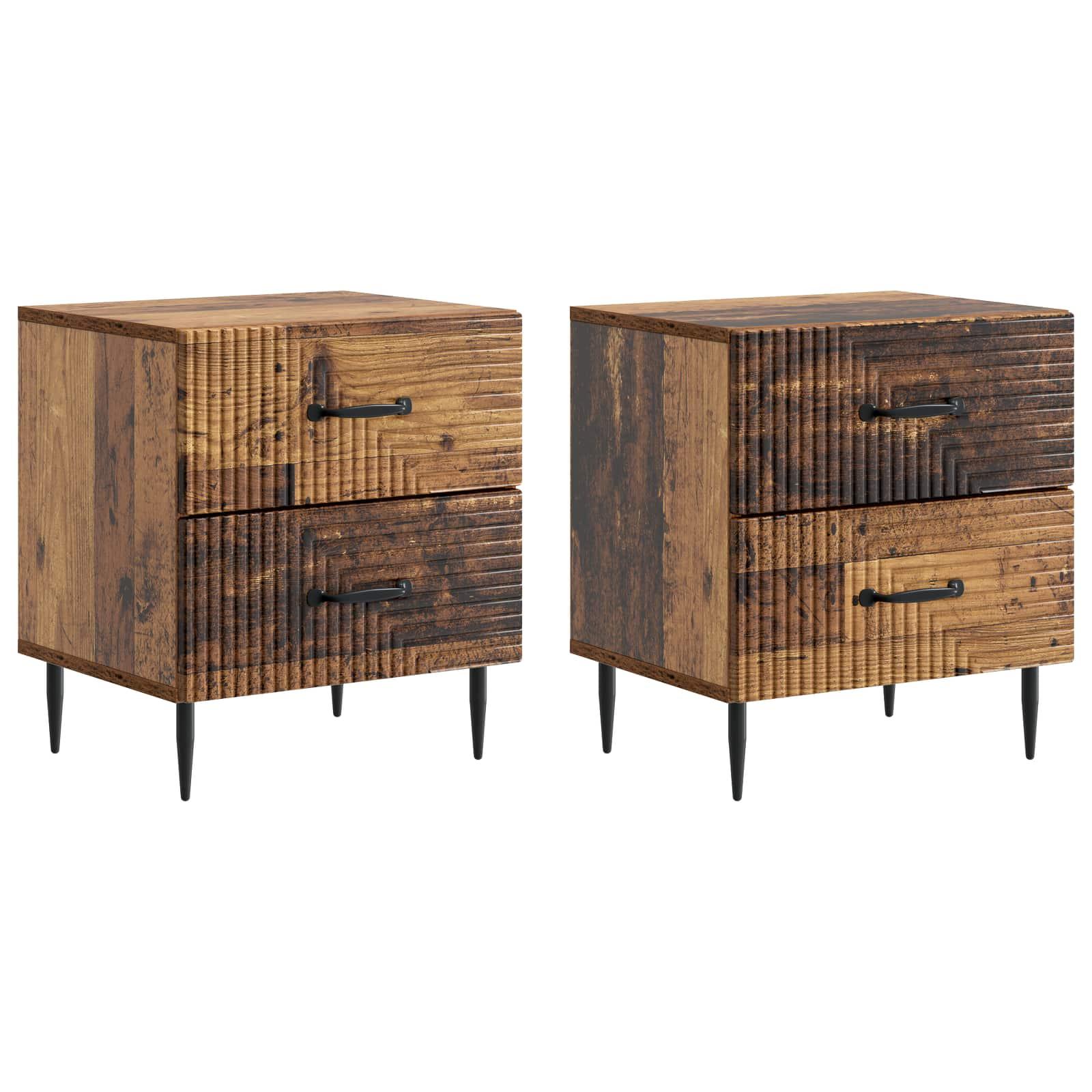 Natskab 2 stk Gammelt træ 43 x 34,5 x 47,5 cm Konstrueret træ billede