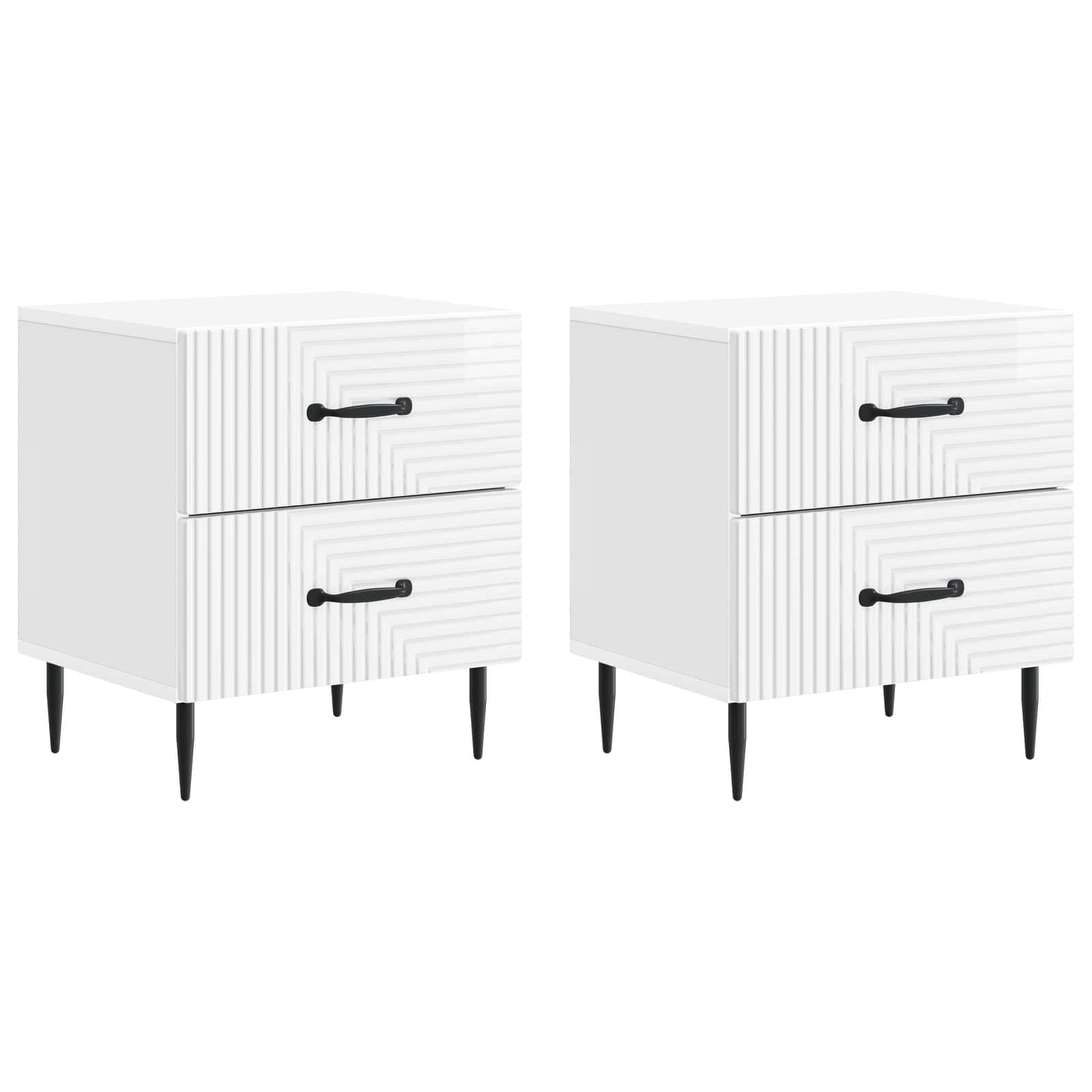 Natskab 2 stk Hvid højglans 43 x 34,5 x 47,5 cm Konstrueret træ billede