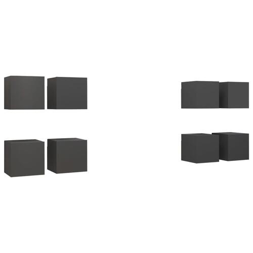 Væghængte tv-skabe 8 stk. 30,5x30x30 cm grå