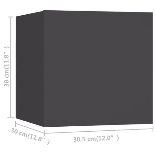 Væghængte tv-skabe 8 stk. 30,5x30x30 cm grå