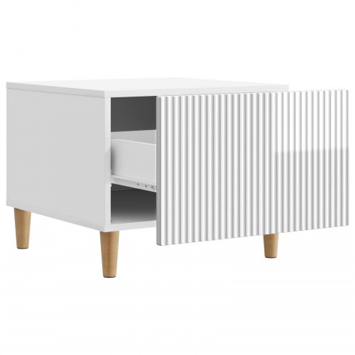 Sofabord Hvid højglans 49 x 50 x 40 cm Konstrueret træ