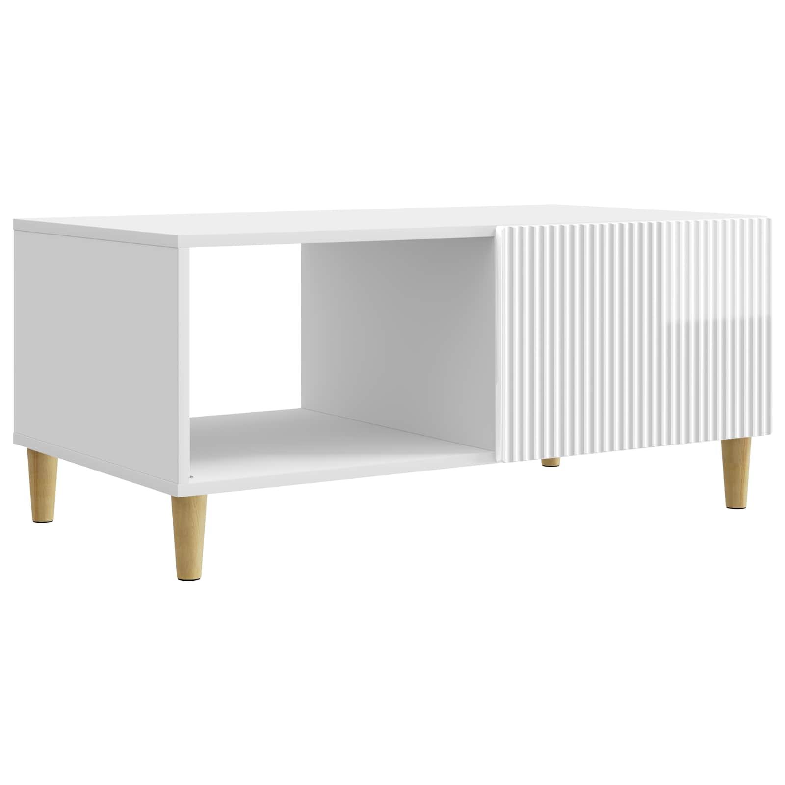 Sofabord Hvid højglans 90 x 50 x 40 cm Konstrueret træ billede