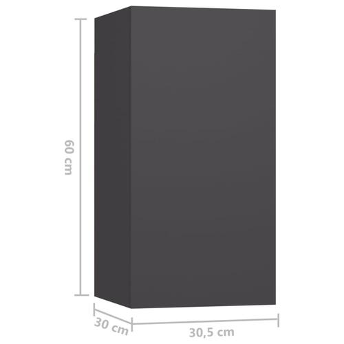 Tv-skabe 7 dele 30,5x30x60 cm konstrueret træ grå