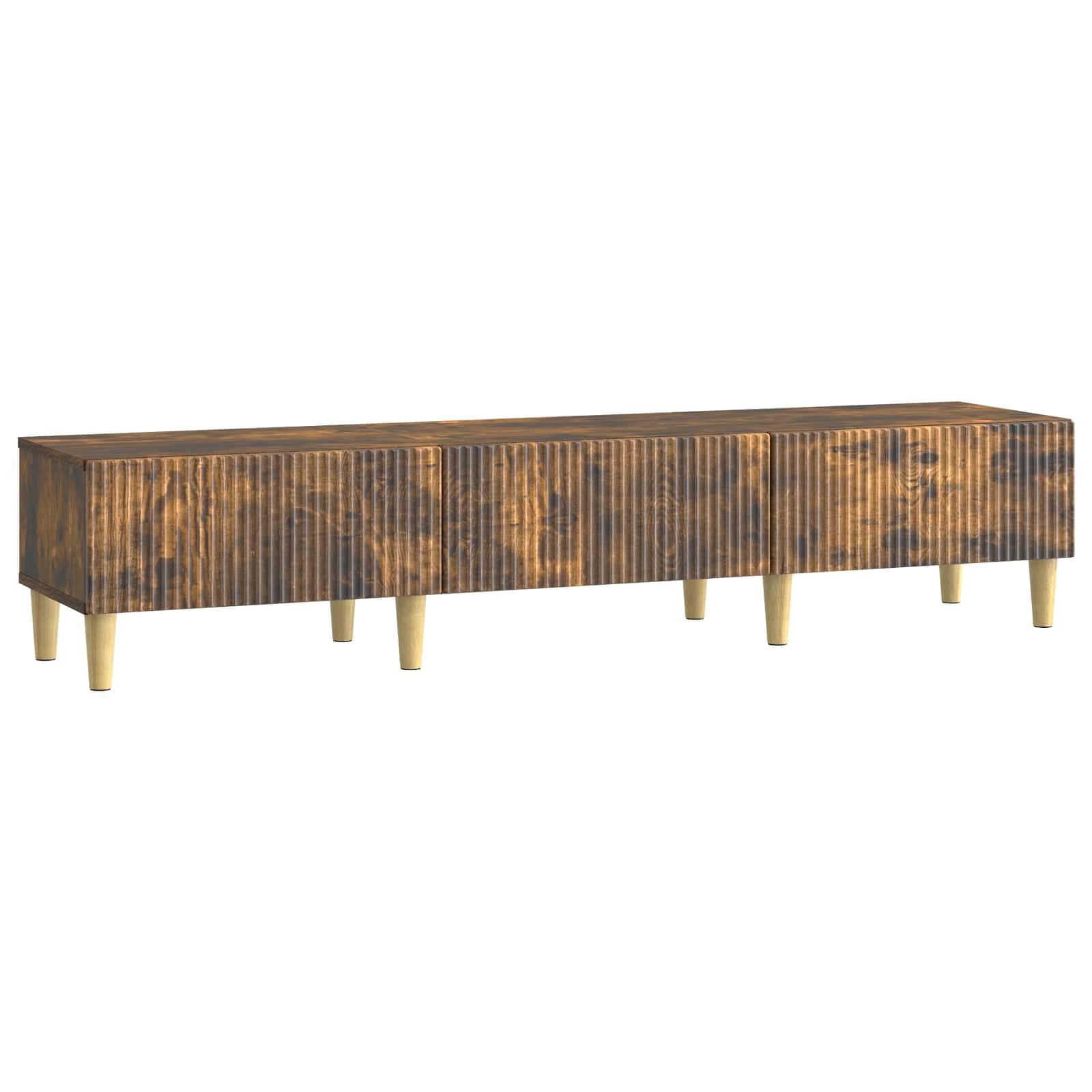 TV-skab med skuffe Røget eg 147 x 34,5 x 30 cm Konstrueret træ billede
