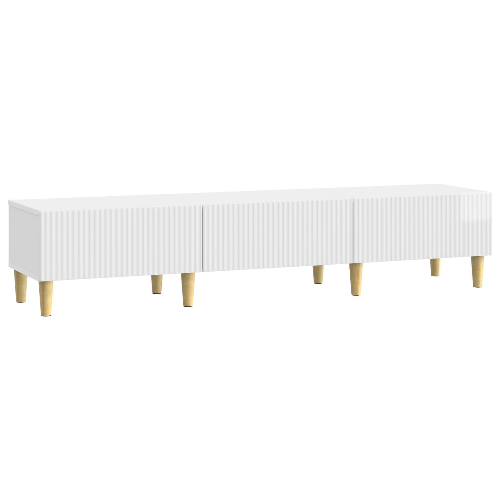 TV-skab Hvid højglans 147 x 34,5 x 30 cm Konstrueret træ billede