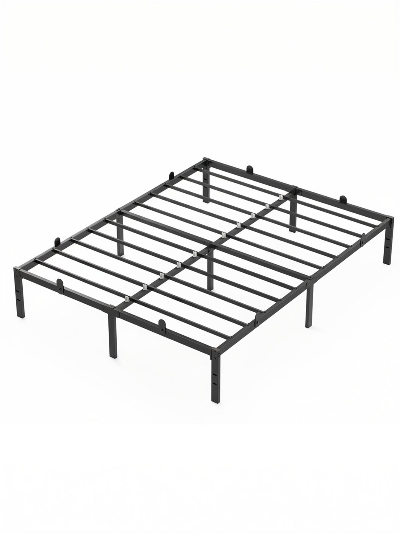 Sengeramme 140 × 190 cm i metal - høj bæreevne og opbevaringsplads, sort