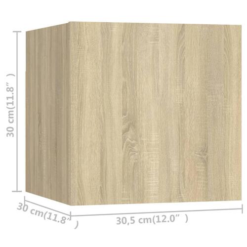 Væghængte skabe 8 stk. 30,5x30x30 cm sonoma-eg
