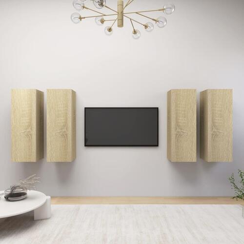 Tv-borde 4 stk. 30,5x30x90 cm konstrueret træ sonoma-eg