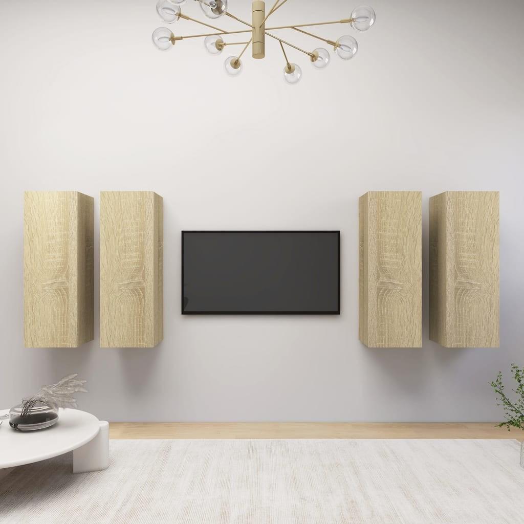 Tv-borde 4 stk. 30,5x30x90 cm konstrueret træ sonoma-eg